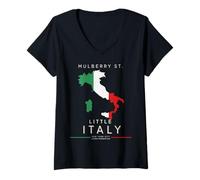 Womens Little Italy New York Italian Map Vintage Souvenir V-Neck T-Shirt