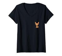 Womens Little Jackals Animals Funny Minimalist Simple Jackal V-Neck T-Shirt