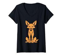 Womens Little Jackals Animals Funny Minimalist Simple Jackal V-Neck T-Shirt