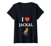 Womens Little Jackals Animals Funny Quote Simple i Love Jackal V-Neck T-Shirt