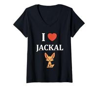 Womens Little Jackals Animals Funny Quote Simple i Love Jackal V-Neck T-Shirt