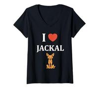 Womens Little Jackals Animals Funny Quote Simple i Love Jackal V-Neck T-Shirt