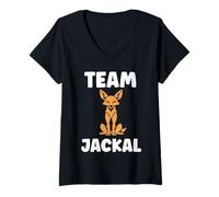 Womens Little Jackals Animals Funny Quote Simple Team Jackal V-Neck T-Shirt