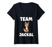 Womens Little Jackals Animals Funny Quote Simple Team Jackal V-Neck T-Shirt
