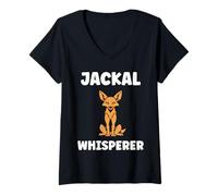 Womens Little Jackals Animals Funny Quote Simple Whisperer Jackal V-Neck T-Shirt