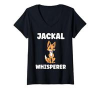 Womens Little Jackals Animals Funny Quote Simple Whisperer Jackal V-Neck T-Shirt