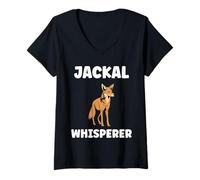 Womens Little Jackals Animals Funny Quote Simple Whisperer Jackal V-Neck T-Shirt