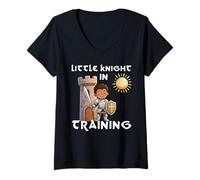 Women's Little Knight in Training Medieval Knight Warrior Boy Kid V-Neck T-Shirt