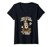 Womens Little Light Let It Shine Fun Womens Christian Faith V-Neck T-Shirt
