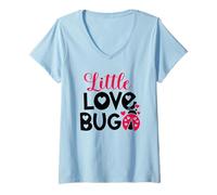 Womens Little Love Bug - Lady-bug Valentine Cute Heart V-Neck T-Shirt