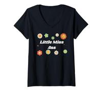 Womens Little Miss Ass - Sexy Gifts for Man or Woman V-Neck T-Shirt
