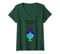 Women's Little Miss Brave V-Neck T-Shirt, Dark Green, Medium