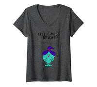 Women's Little Miss Brave V-Neck T-Shirt, Dark Heather Grey, Small