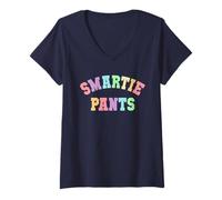 Women's Little Miss Smartie Pants Smarty University Bookworm V-Neck T-Shirt