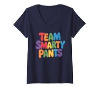 Women's Little Miss Team Smarty Pants STEM Educational Proud V-Neck T-Shirt