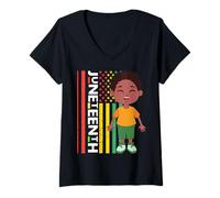 Women's Little Mister Juneteenth Prince Black Boy Melanin Son Bruh V-Neck T-Shirt