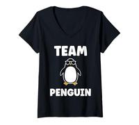 Women's Little Penguins Animal Cute Minimalist Simple Team Penguin V-Neck T-Shirt