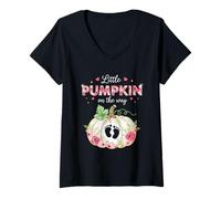 Women's Little Pumpkin On The Way Funny Pregnancy V-Neck T-Shirt