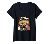 Women's Little Rigatoni Italian Pasta Lover Quote V-Neck T-Shirt