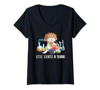 Women's Little Scientist in Training Cute Science Lover Kids V-Neck T-Shirt