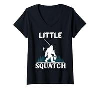 Womens Little Squatch Bigfoot Little Sasquatch Yeti Family Matching V-Neck T-Shirt