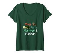 Women's Little Women Alcott Book Meg Jo Beth Amy March Sisters V-Neck T-Shirt, Dark Green, Medium