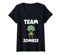 Womens Little Zombies Halloween Dead Team Zombie V-Neck T-Shirt