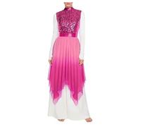 Women's Liturgical Praise Dance Dress Glitter Sequin Gradient Mesh Irregular Hem Lyrical Outfit