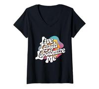 Womens Live Laugh Lobotomize Me Retro Lobotomy Dark Comedy Groovy V-Neck T-Shirt