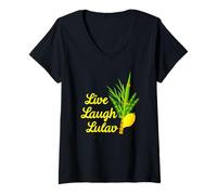 Womens Live Laugh Lulav Etrog Happy Sukkot Jewish Sukkah Holiday V-Neck T-Shirt