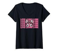 Womens Live Laugh Lurk Mothman Cryptozoology Cryptid Girl Mom V-Neck T-Shirt