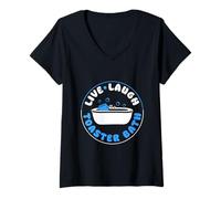Womens Live Laugh Toaster Bath Dark Humor Mood V-Neck T-Shirt