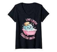 Womens Live Laugh Toaster Bath Funny Life Funny Saying Cute Kawaii V-Neck T-Shirt