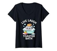 Women's Live, Laugh, Toaster Bath - Funny Saying Sarcastic Cute Meme V-Neck T-Shirt