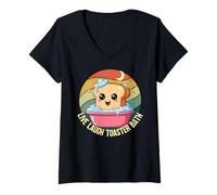 Womens Live Laugh Toaster Bath Meme Retro Kawaii Bread Toast V-Neck T-Shirt