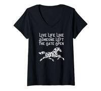 Womens Live Life Like Someone Left The Gate Open V-Neck T-Shirt