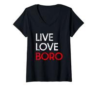 Womens Live Love Boro - Middlesbrough Smoggies Teeside V-Neck T-Shirt
