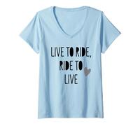 Women's Live to Ride Ride to Live Cute Equestrian Lover Quote V-Neck T-Shirt