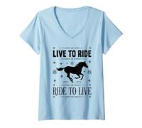 Women's Live to Ride Ride to Live Western Equestrian Lover V-Neck T-Shirt