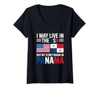 Womens Live USA Story Began Panama Apparel Men and Women Dual Flag V-Neck T-Shirt