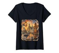 Women's LIVEROPOOL, Romantic Representation of the Landscape, V-Neck T-Shirt