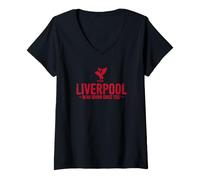 Women's Liverpool Dead Sound Since 1207 Liver Bird Aged Red Print V-Neck T-Shirt
