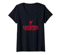 Women's Liverpool Dead Sound Since 1207 Liver Bird Red Print V-Neck T-Shirt