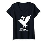 Women's Liverpool England Est. 1207 Colossal Liver Bird White Print V-Neck T-Shirt