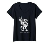 Womens Liverpool England Est. 1207 Colossal Liverbird White Aged V-Neck T-Shirt