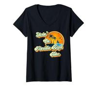 Womens Livin' on Florida Keys Time - Day Drinking Funny Key West V-Neck T-Shirt