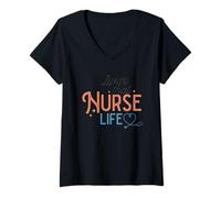 Womens Livin That Nurse Life Healthcare Passion V-Neck T-Shirt