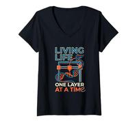 Women's Living Life One Layer At A Time Funny 3D Printing Design V-Neck T-Shirt