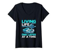Women's Living Life One Layer At A Time Funny 3D Printing Design V-Neck T-Shirt