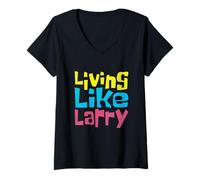 Women's Living Like Larry V-Neck T-Shirt